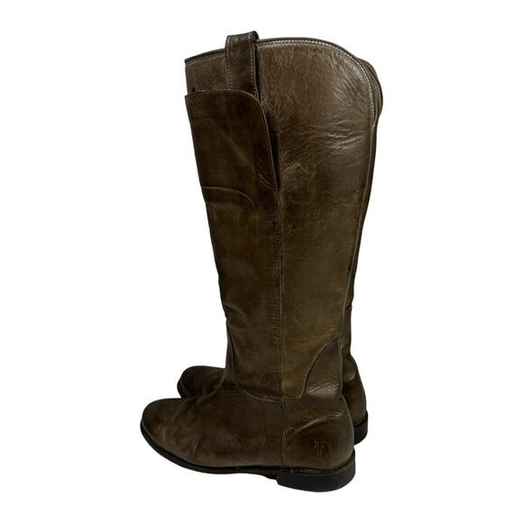 Frye boots riding made in Italy sz US W 8.5 green brown - Picture 5 of 8